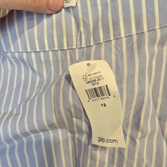 NWT Gap Blue/white Striped Skirt 3 Tier Pockets Lined Size 12 - Picture 5 of 9